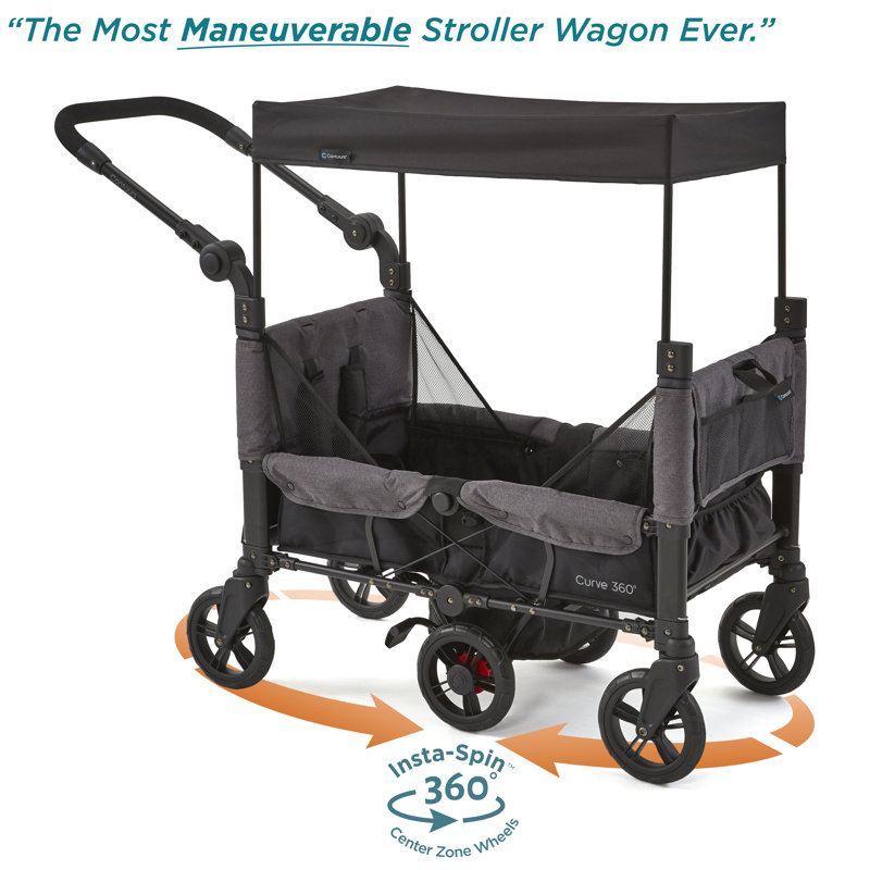 Contours Curve 360 Stroller Wagon for 2 Kids Infant Car Seat Compatibility Zero Turn Radius Lightweight Foldable Push pull Collapsible Wagon Cart for Garden Stroller Camping Grocery Cart Wayfair